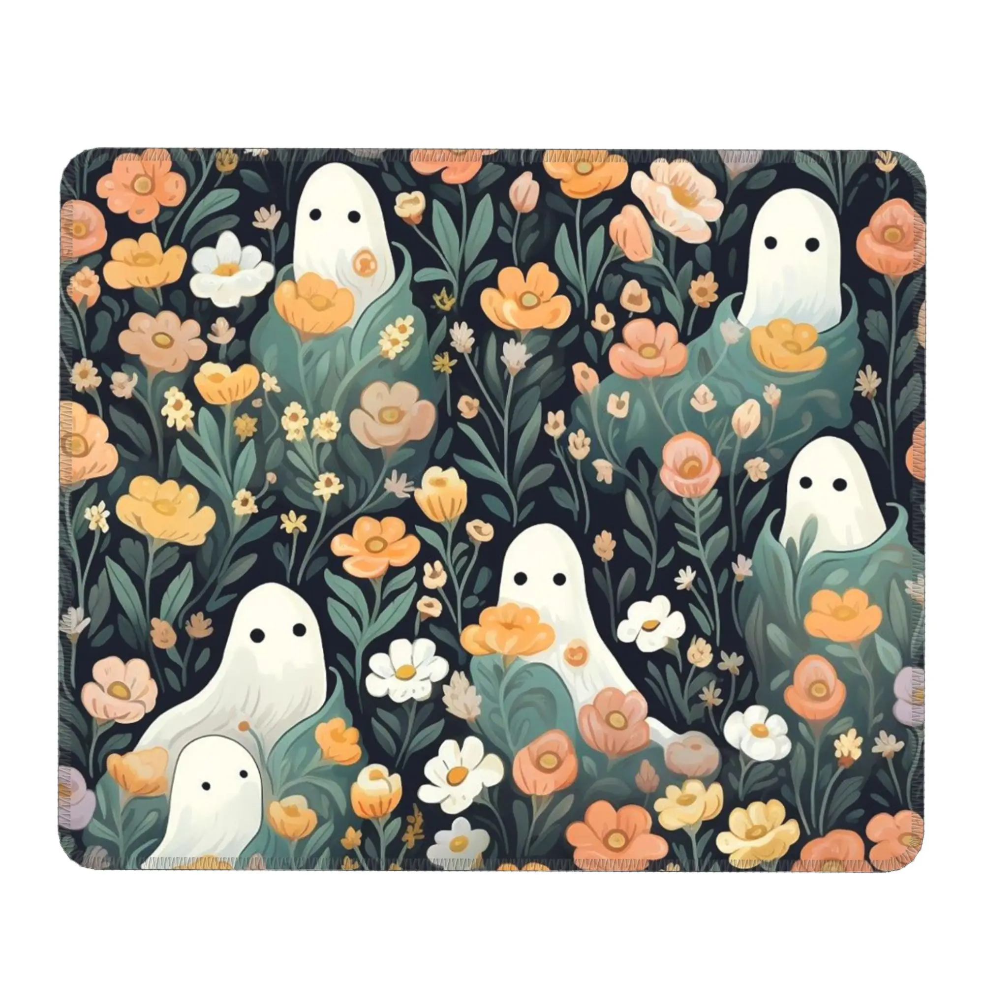 Halloween Spooky Ghosts And Eerie Floral Mouse Pad Computer Keyboard Mouse Mat PC Laptop Desk Mat Office Accessories Table Mats