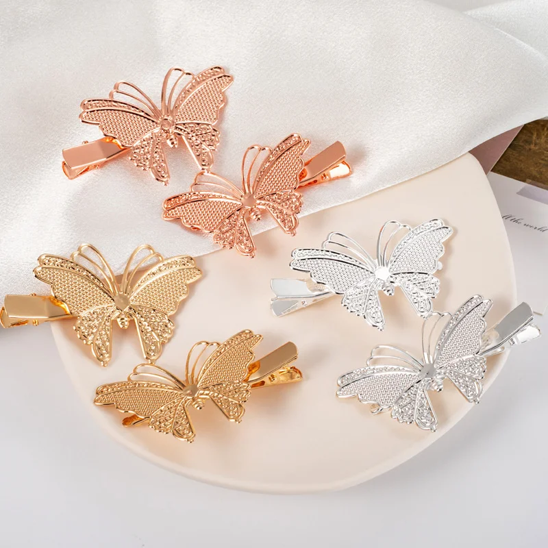 Creative Three-dimensional Metal Butterfly Hairpin Wedding Hairstyle Headwear Accessories Golden Alloy Flies Hair Accessories