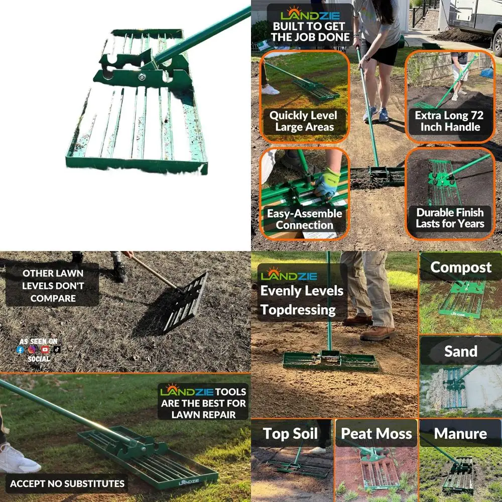 

Грабли-рыхлитель стальные 24-зубчатые для выравнивания почвы, грунта и верхнего слоя почвы - создайте гладкую поверхность газона