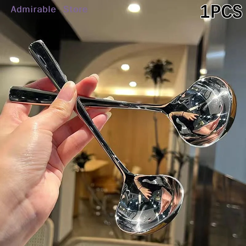 wStainless Steel Soup Spoon Korean Style Large Spoon Long Handled Spoon For Drinking Soup Congee Spoon Restaurant Hotpot Spoon