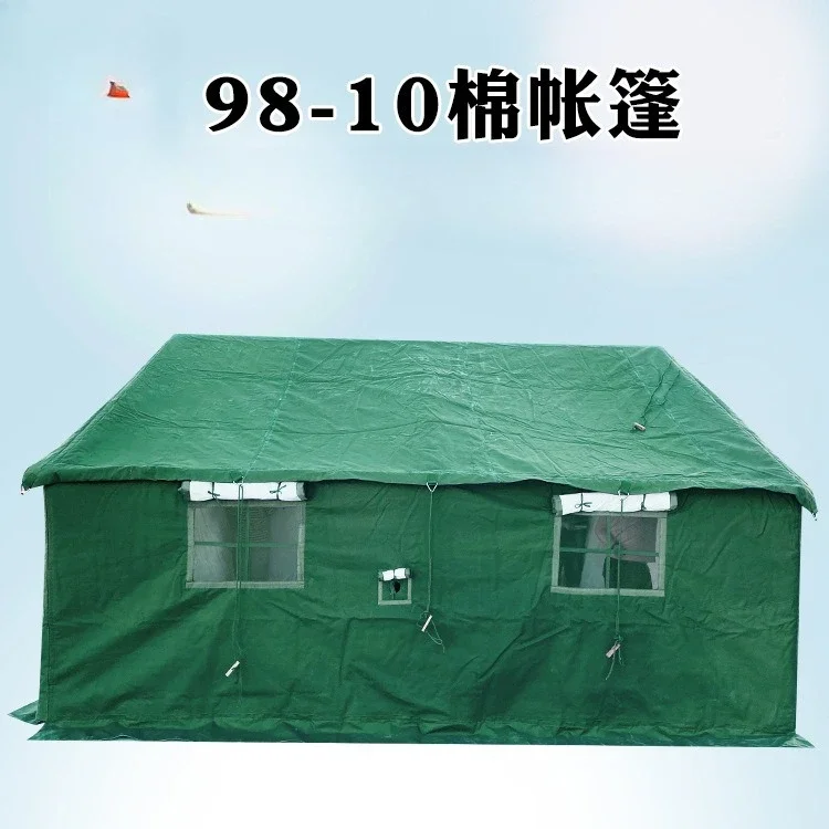 Duży namiot polowy z kamuflażem, pogrubiony bawełną, do użytku na zewnątrz, z ramą, do restauracji, z grillowaniem, toaletą.