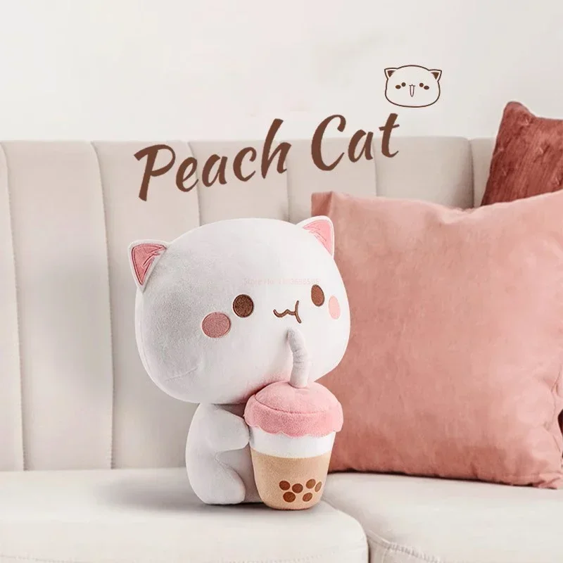 Pfirsich Katze Plüschtiere Mitao Katze ausgestopfte Plüsch puppe Kawaii Tier ausgestopft Kissen Wohnkultur Kinder Spielzeug Mädchen Geburtstags geschenk 30cm