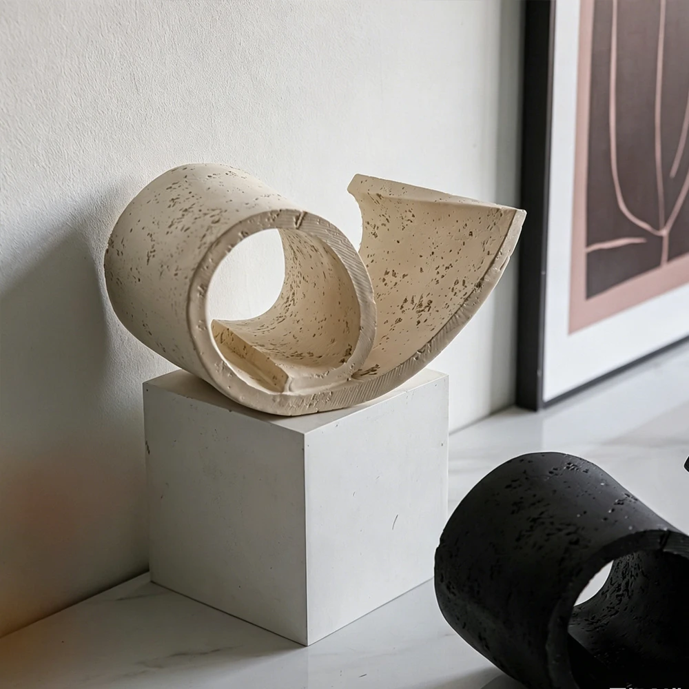 Imitation Cave Stone Resin Art Geometry Ring Home Decoration Model Room TV Cabinet Wine Cabinet Decoration Aesthetic Decoration