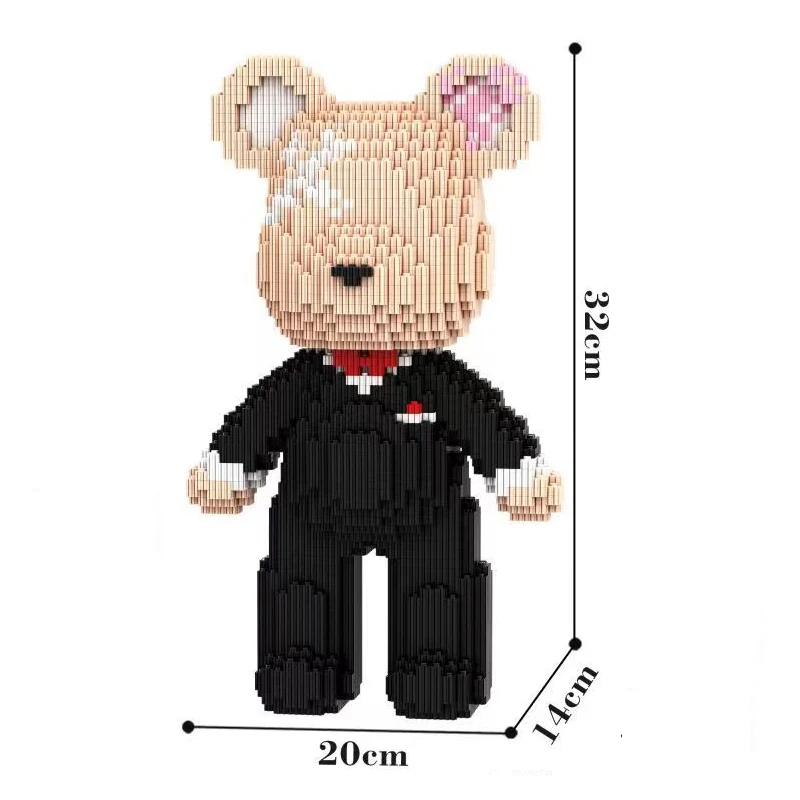 The latest violent bear series DIY romantic Valentine\'s Day bride and groom holiday season splicing building blocks toy model he