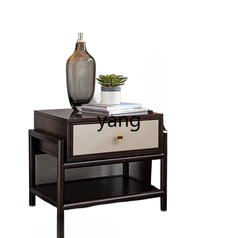 

Yjq New Chinese Bedside Table Modern Minimalist Ugyen Wood Solid Wood Bedroom Storage Furniture