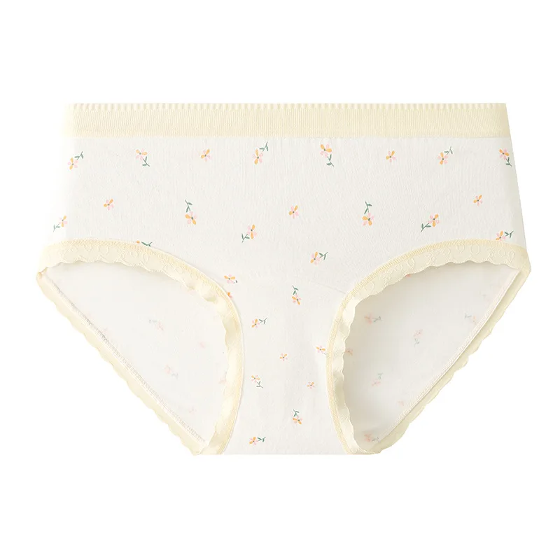 1 قطعة سراويل فتاة القطن الخالص طالب زهرة طباعة الملابس الداخلية تنفس Underpant حجم كبير سراويل الإناث لينة منتصف الخصر ملخصات