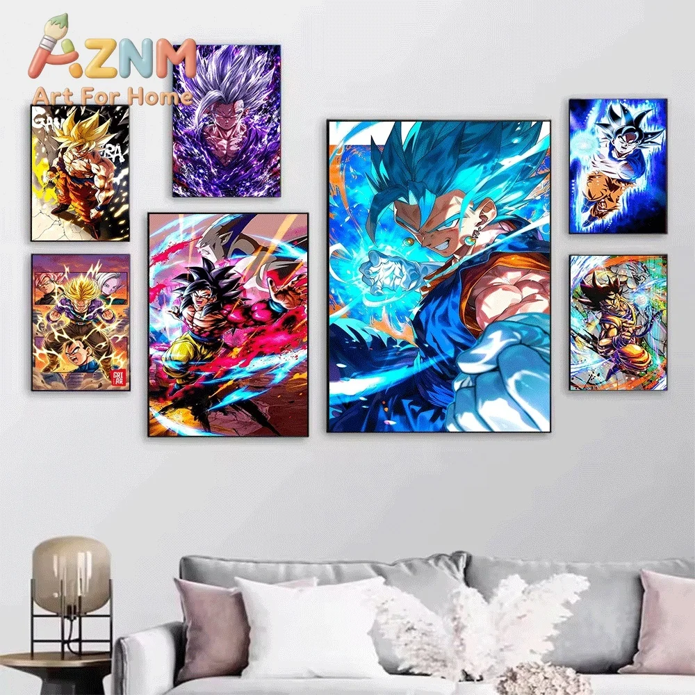 Dragon Ball Z Goku Super Saiyan Blue 4 Ultra Instinct Gogeta Anime Canvas Wall Art Unframed Single Print Home Decor Poster Gif