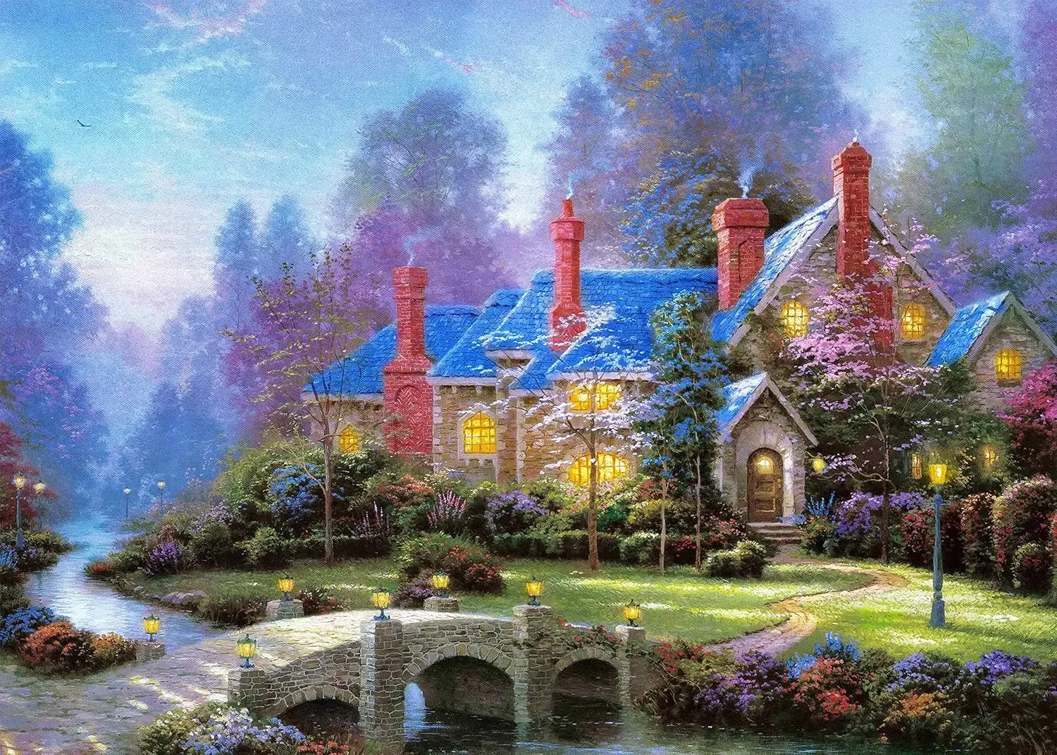 

Wooden Puzzle 120 Piece for Tranquil Cottage Jigsaw Puzzle Bedroom Gameroom Livingroom Home Decor Birthday Party Gift