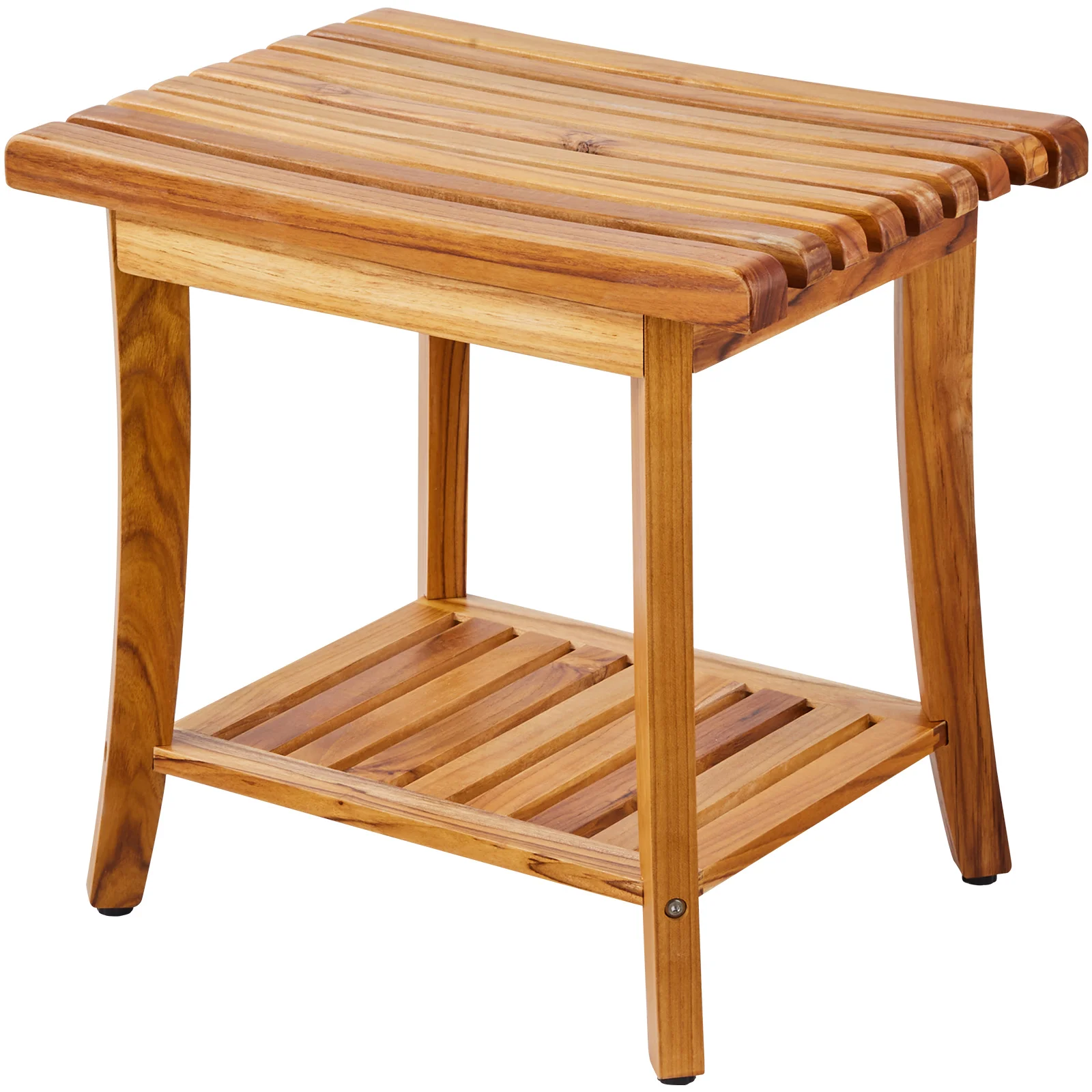 Teak Shower Bench, 20 x 14.3 x 17.9 in, 400 lbs Maximum Load Capacity Shower Chair Seat, Waterproof Wood Shower Stool with Storage Shelf Non-Slip Foot Pads