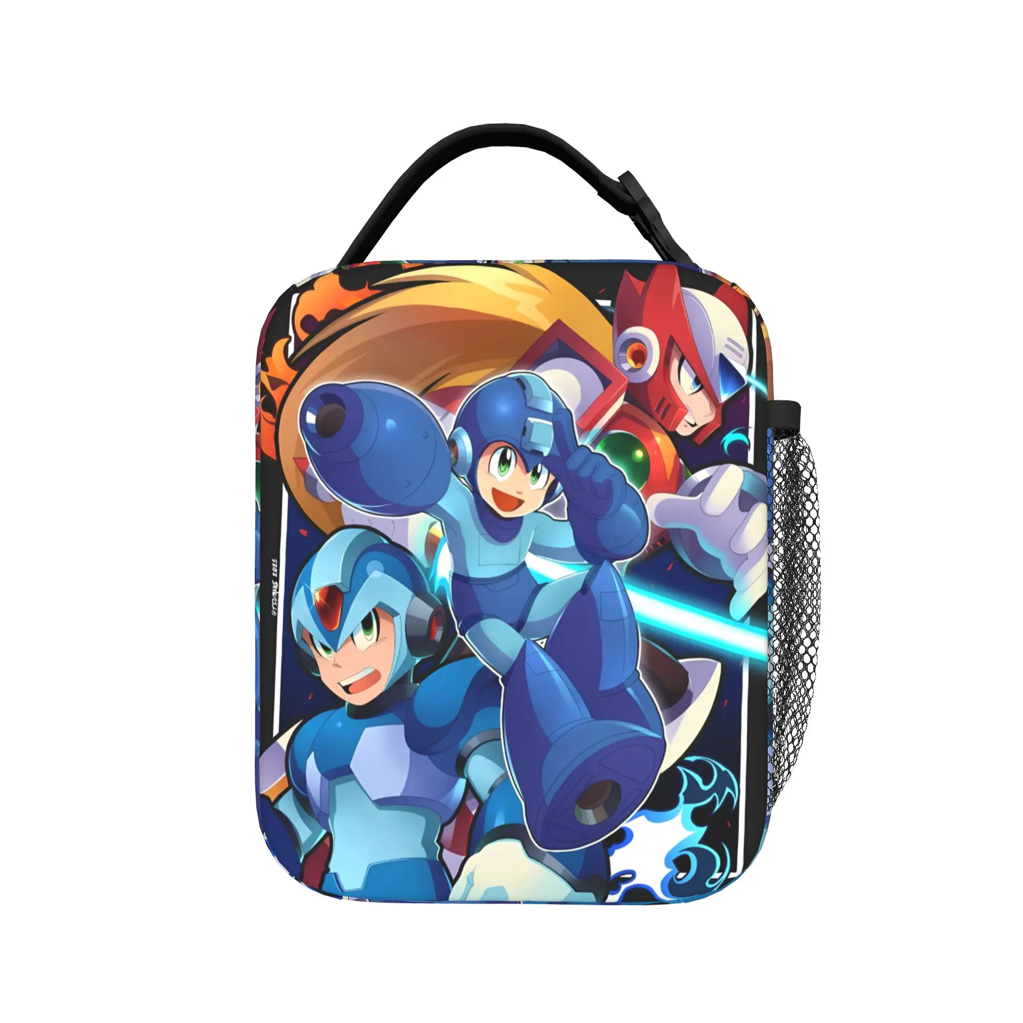 Lunch Bag Mega Man Cartoon Travel Lunch Box For Unisex  Cute Portable Insulated Custom Cooler Bag