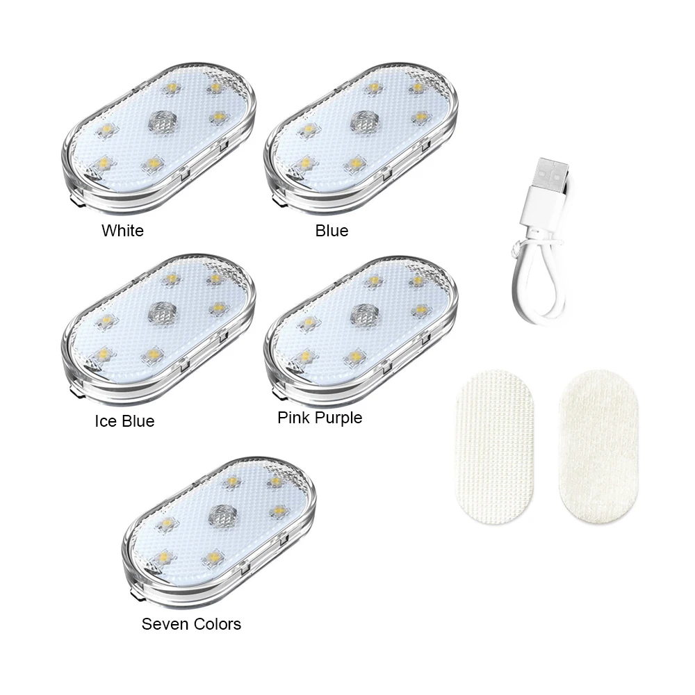 1Pc 5V Car LED Touch Lamp Sensor Light Car Ceiling Lamp Reading Light Auto Roof Interior Lighting Decorations USB Rechargeable