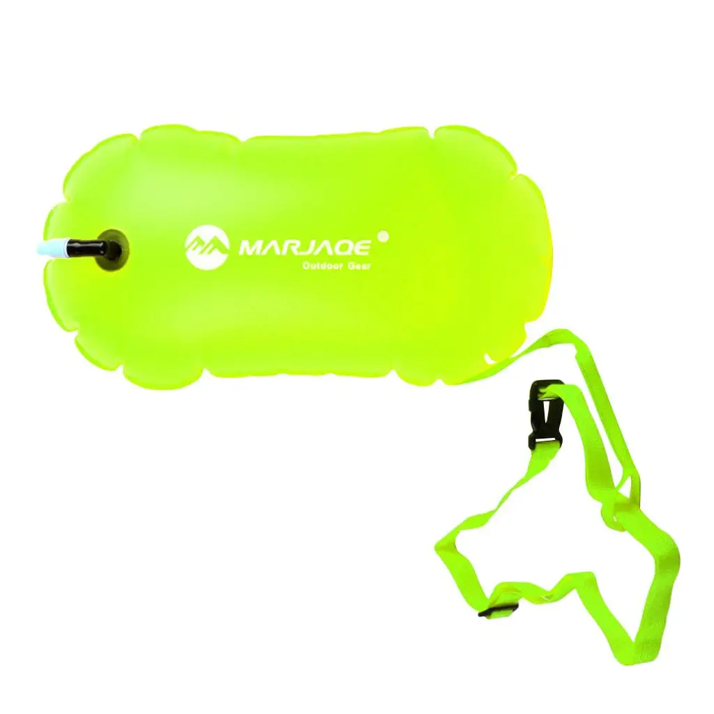 High Visibility Fluo Yellow Swim Bubble Swimming Tow Float Buoy for Open Water Swimmers/Kayakers/Snorkelers/Triathletes