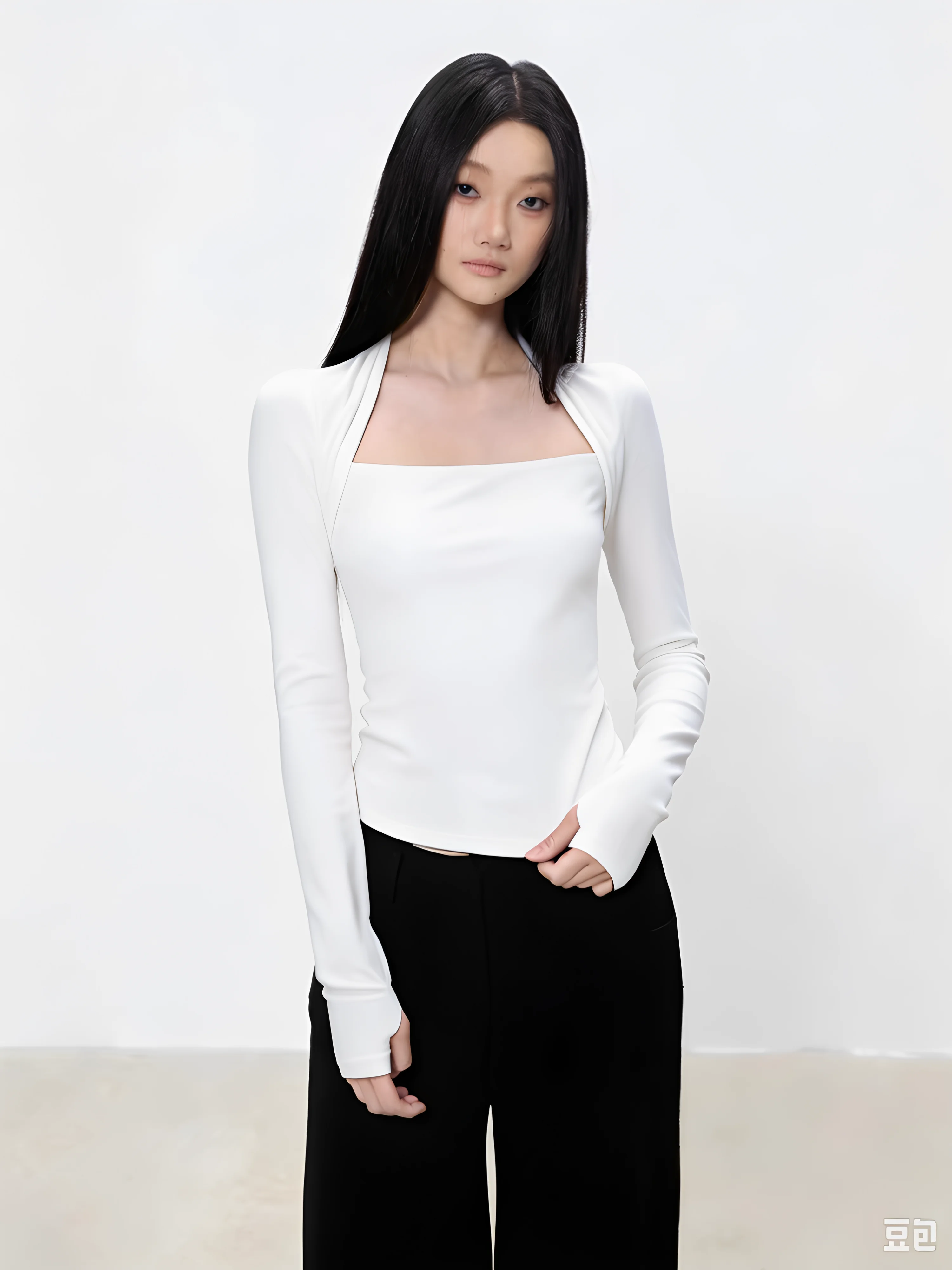 Spring Autumn 2026 Women's Slim Fit Long Sleeve T-Shirt Square Collar Base Shirt Sexy Shoulder Level Inner Wear Commute Style