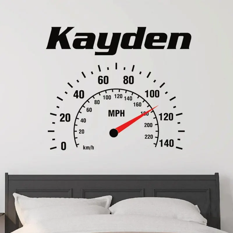 

Personalized Boy Name with Speedometer Wall Sticker Vinyl Home Decor Kids Room Nursery Decoration Car Garage Decals Mural G156
