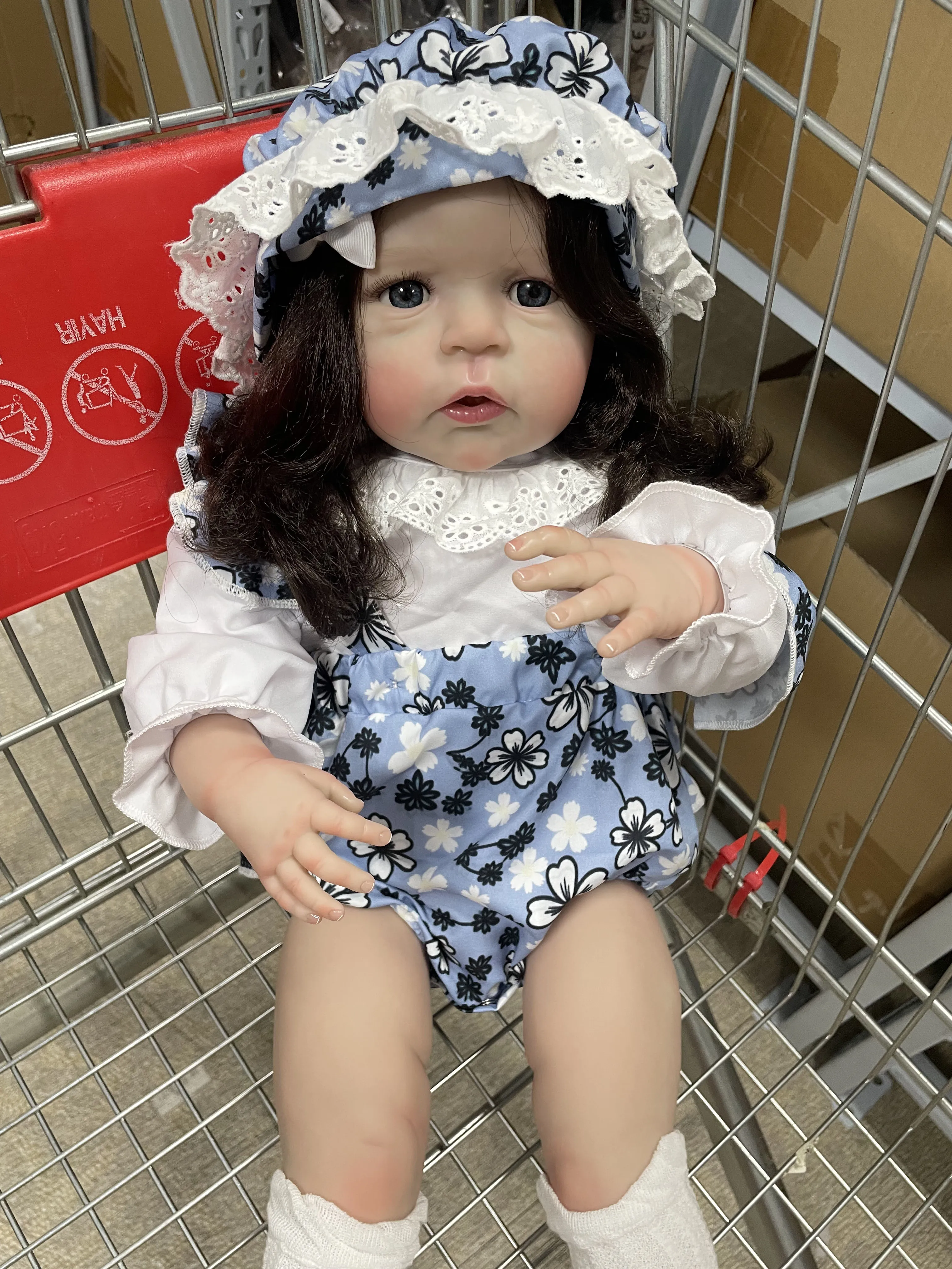 24inch Multiple Layers Painting 3D Skin Lifelike Reborn Sandie Doll Soft Cotton Body Visible Veins With Hand Root Hair For Gift