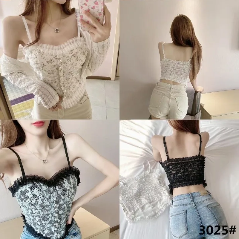 Pearl Buckle Embroidered French Lace Chest Strap Pure Desire Spicy Girl Embroidered Underwear Female Tube Top Bra Top