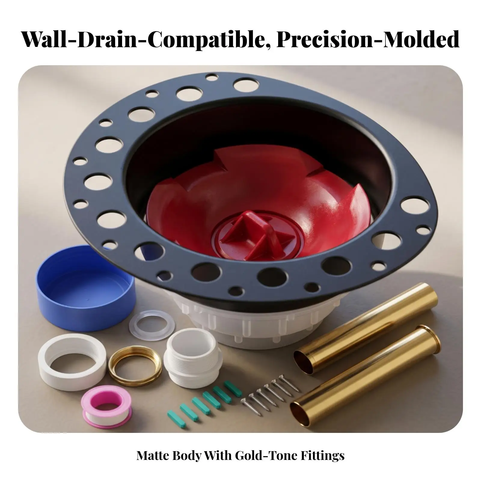 Bathtub Waste Drain Kit with Plumber Tape and Anchors for Secure Tight Fit on Tub Floor