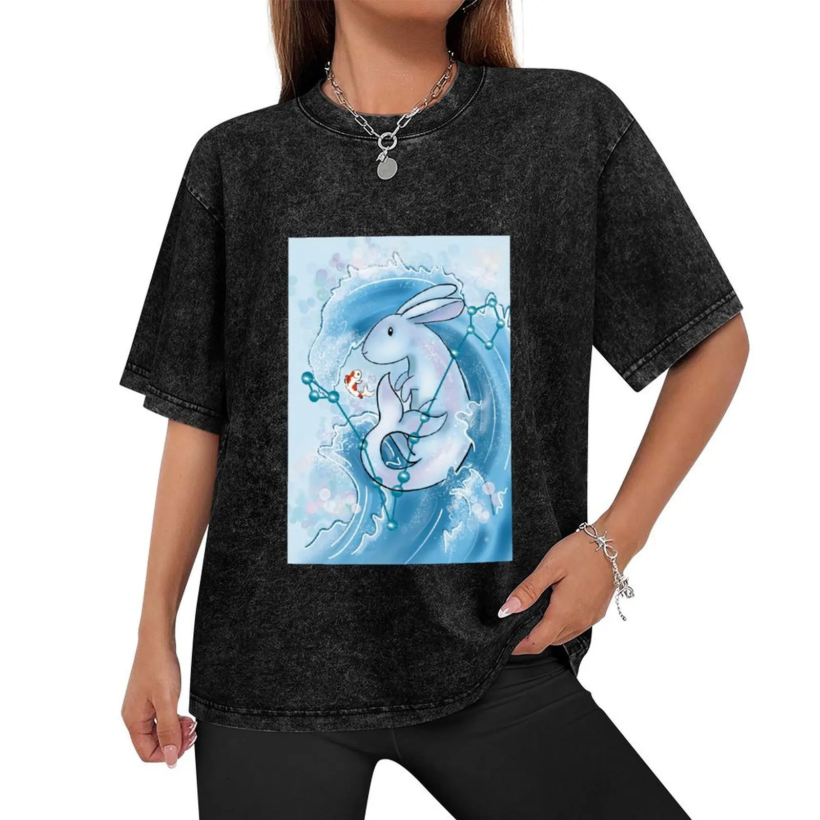 Pisces astrological bunny T-Shirt graphic t shirts blanks oversizeds anime stuff workout shirts for men