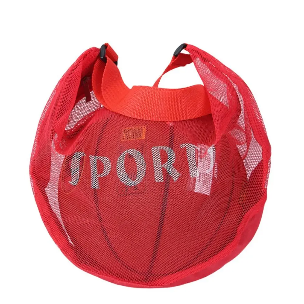 Verstellbare Basketball-Netztasche, Netzstoff, einzelne Schulter, Umhängetasche, Balltasche, Reißverschlusstasche, leichte Fußball-Aufbewahrungstasche
