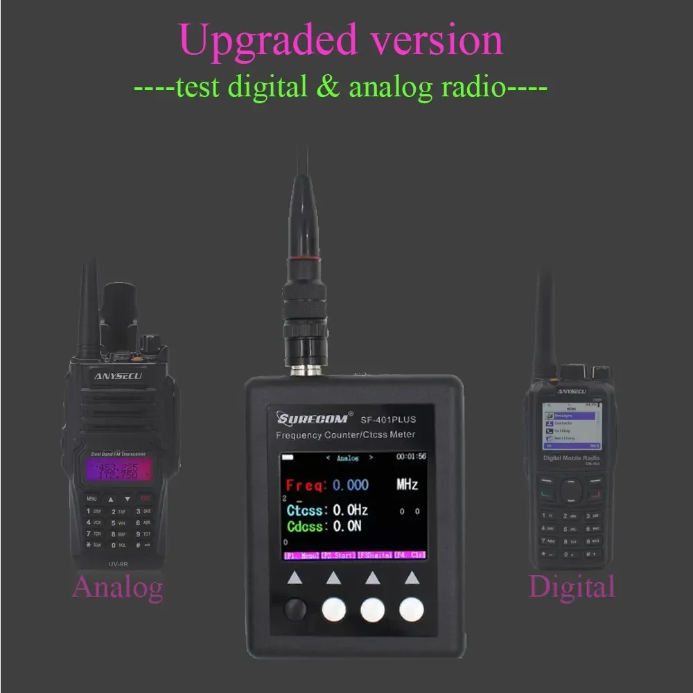 SURECOM SF-401Plus DMR Digital Radio Tester, penghitung frekuensi Meter 27Mhz-3000Mhz dengan CTCCSS/DCS untuk Walkie Talkie