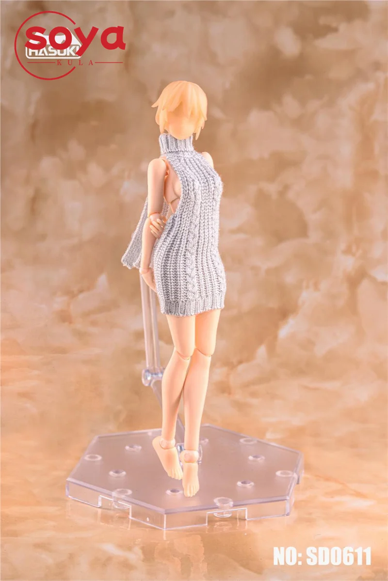 HASUKI SD06 SD07 1/12 عارية الذراعين الورك ملفوفة محبوك سترة الملابس نموذج صالح 6 ''أنثى الجندي عمل الشكل الجسم #6