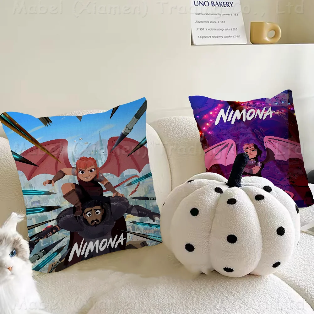 America Movie Anime N-Nimona Cushion Cover Inches Farmhouse Decor Home Throw Pillow Covers For Couch Decorations