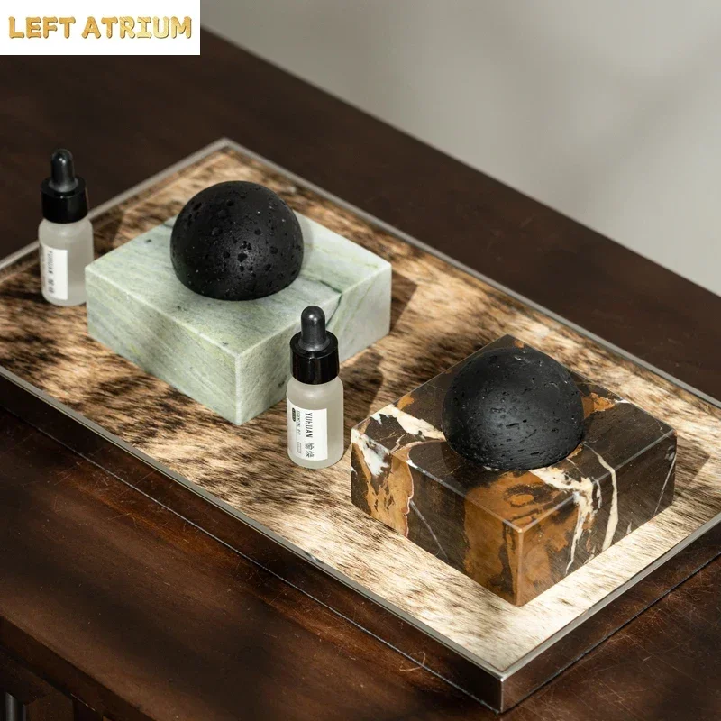 Black Lava Rock Stone Diffuser with Marble Base, Luxury Essential Oil Diffusers for Home Offices Yoga Sauna SPA