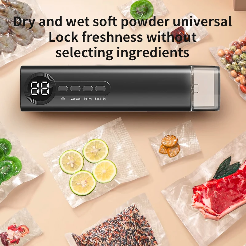 Handheld Vacuum Sealer Wireless Magnetic Suction USB Charging Universal Food Sealer for Kitchen Freshness Locking Sous Vide