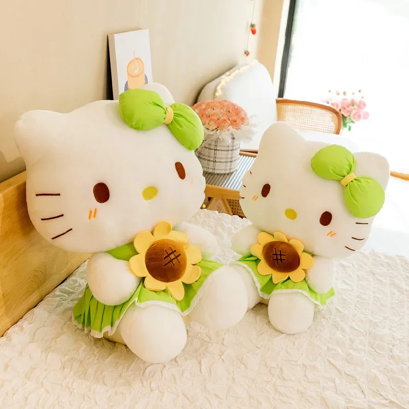 32/40/50/60CM Big Size Sanrio Hello Kitty Sunflower Stuffed Toys Cute Plush Toys Kawaii Anime Cartoon Dolls Kids Birthday Gifts