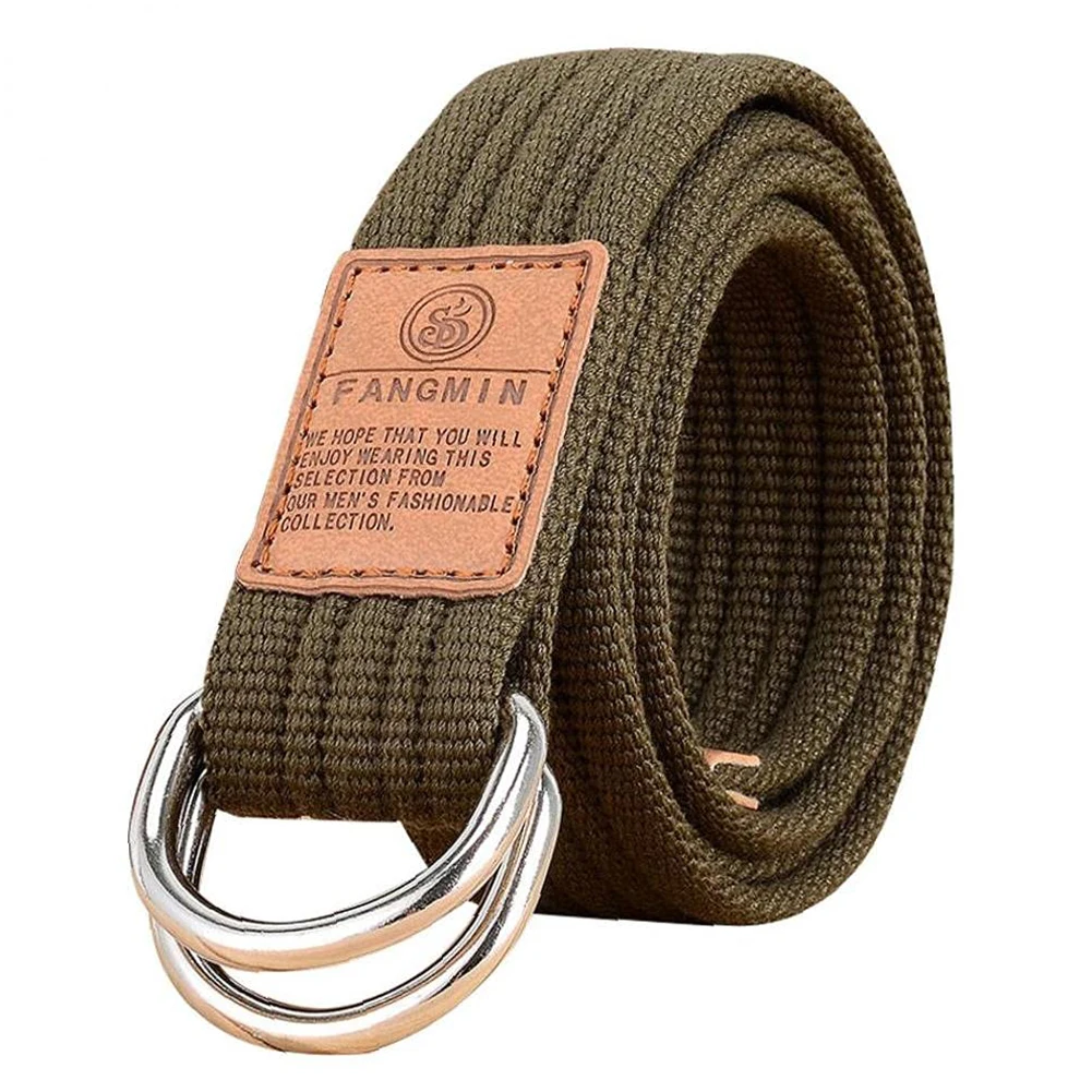 

Versatile Canvas Belt for Men and Women Casual Business Jeans Double Loop Buckle Belt Outdoor Weaving Style