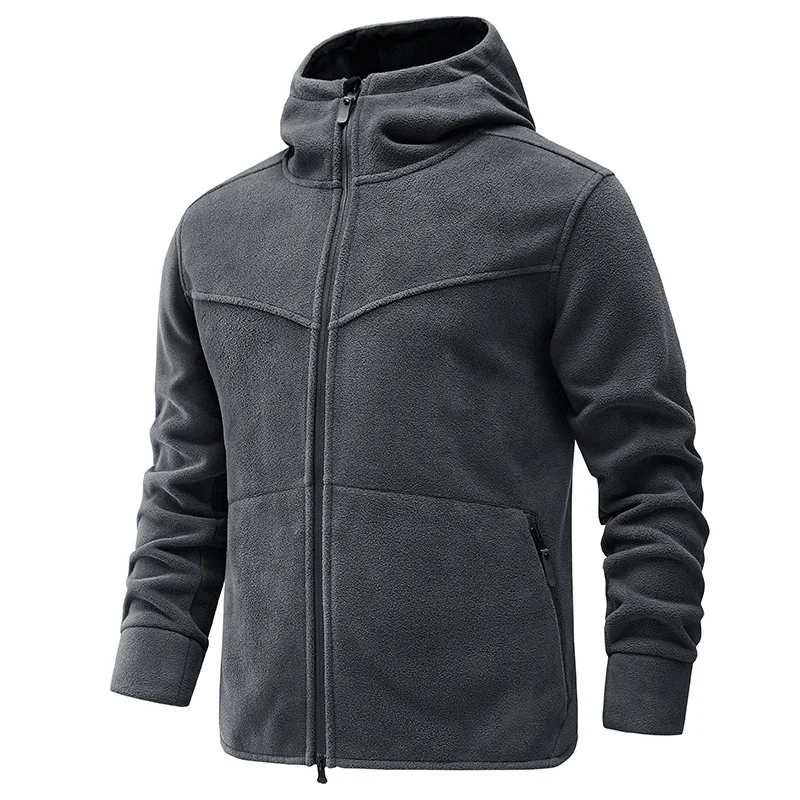 New Men\'s Fleece Coat Windproof Cold Resistant Fleece Sports Winter Hooded Warm Comfort Thick Coat Men High Quality Clothing