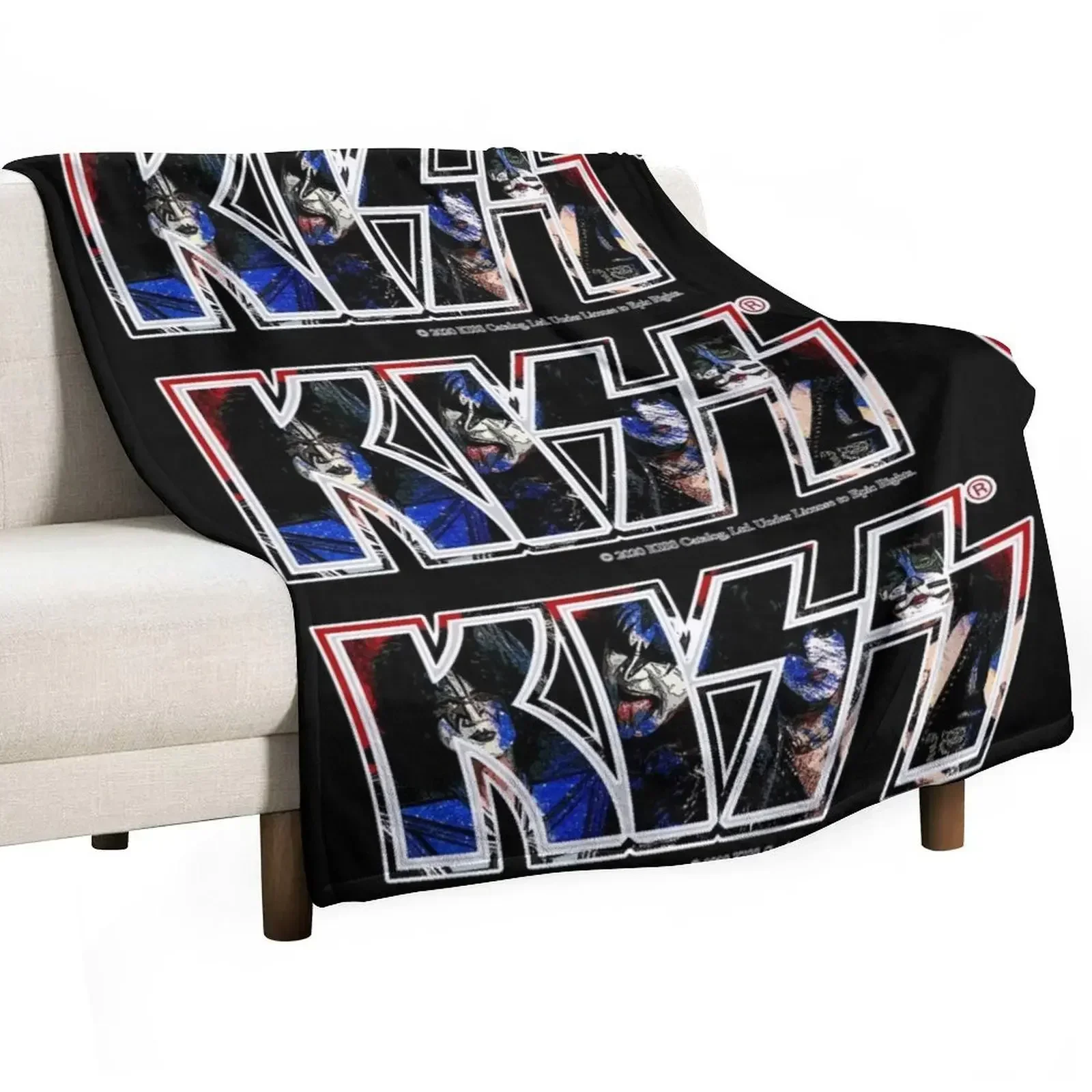 Kiss Logo Band Vector paint art Throw Blanket Hair Summer Blankets