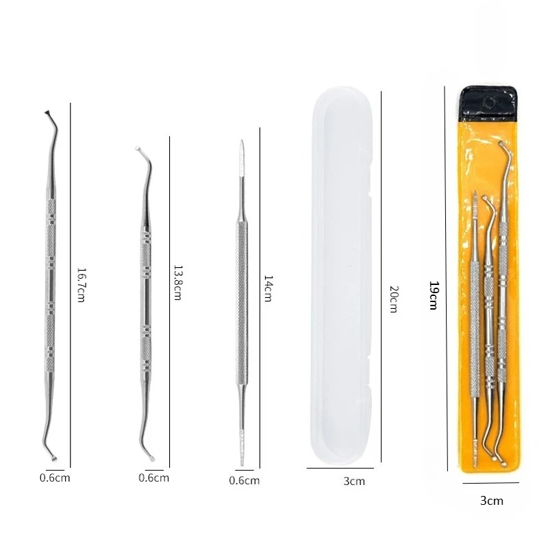 3-1 قطعة الفولاذ المقاوم للصدأ نام أظافر تصحيح الرعاية أداة مزدوجة نهاية ملفات الأظافر بارونيشيا الرعاية تنظيف القدم أداة العناية