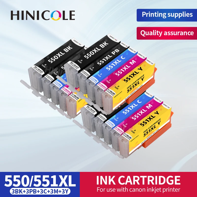 HINICOLE PGI 550 551 Compatible Ink Cartridge For Canon PIXMA IP7250 MG5450 MX925 MG5550 MG6450 MG5650 MG6650 IX6850 MX725 MX925