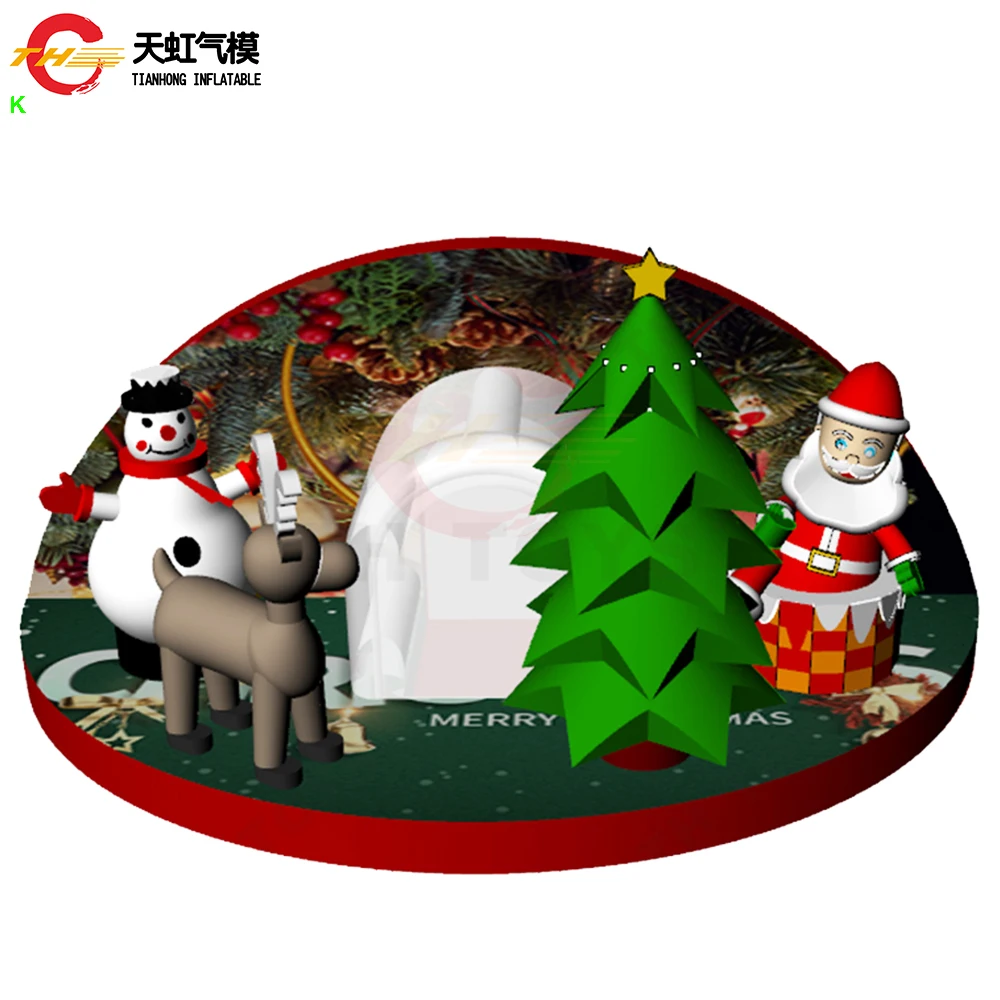 2025 New Design 6x3m Decorative Inflatable Backdrop Blow Up Inflatable Christmas Background Christmas Party Event Stage Decor