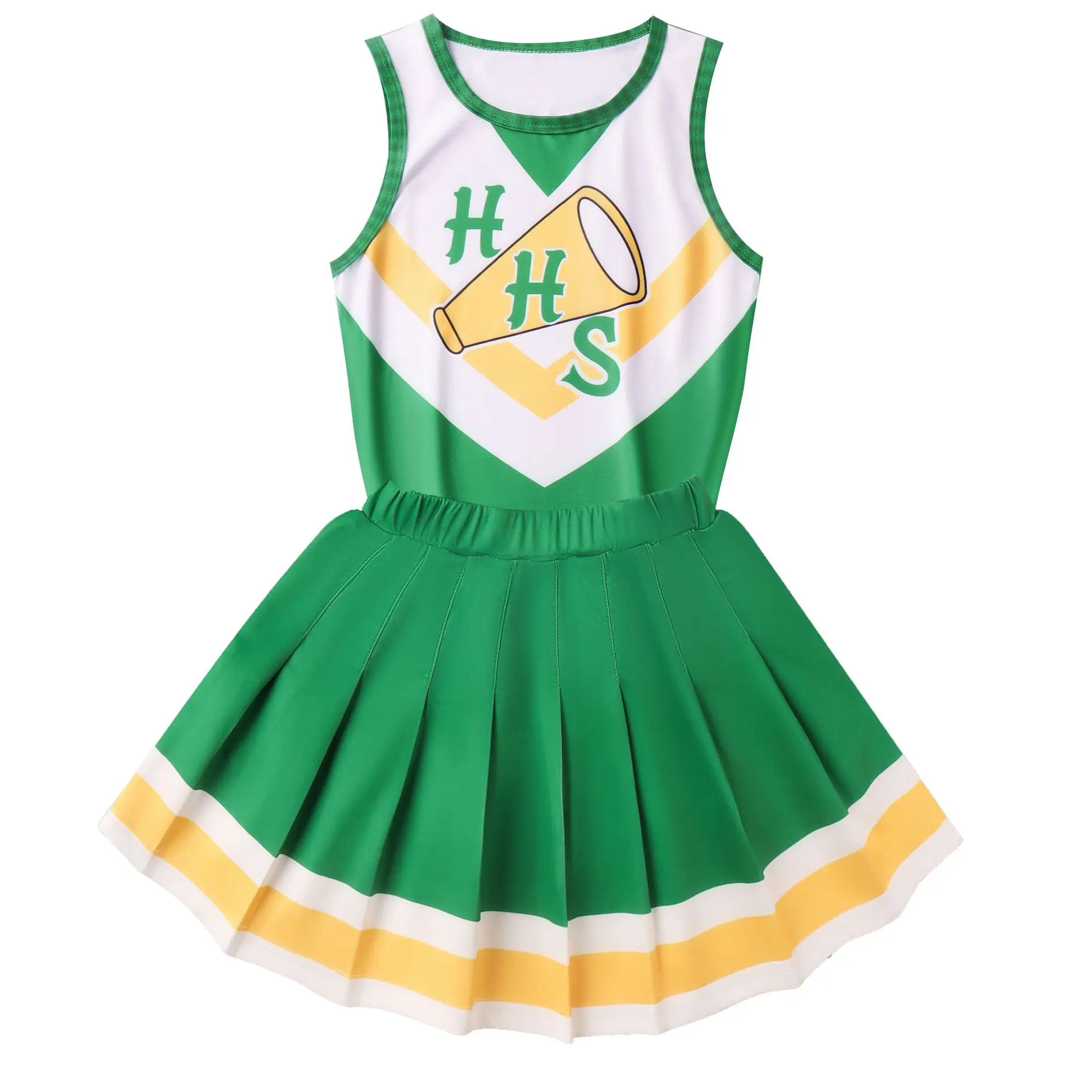 Cheerleader Uniform for Adult Eleven Strange Things Outfits Costume Green Pleated Dress Halloween Fancy Suits