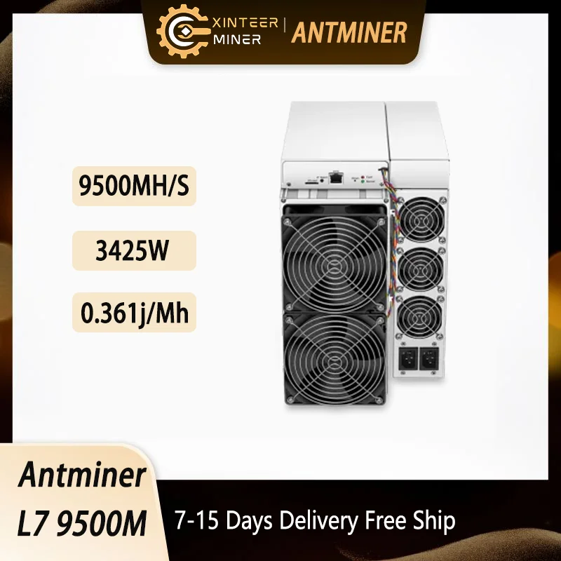 In Stock Antminer L7 9500M Asic Miner 3425W Doge Mining Crypto Machine, Free Shipping