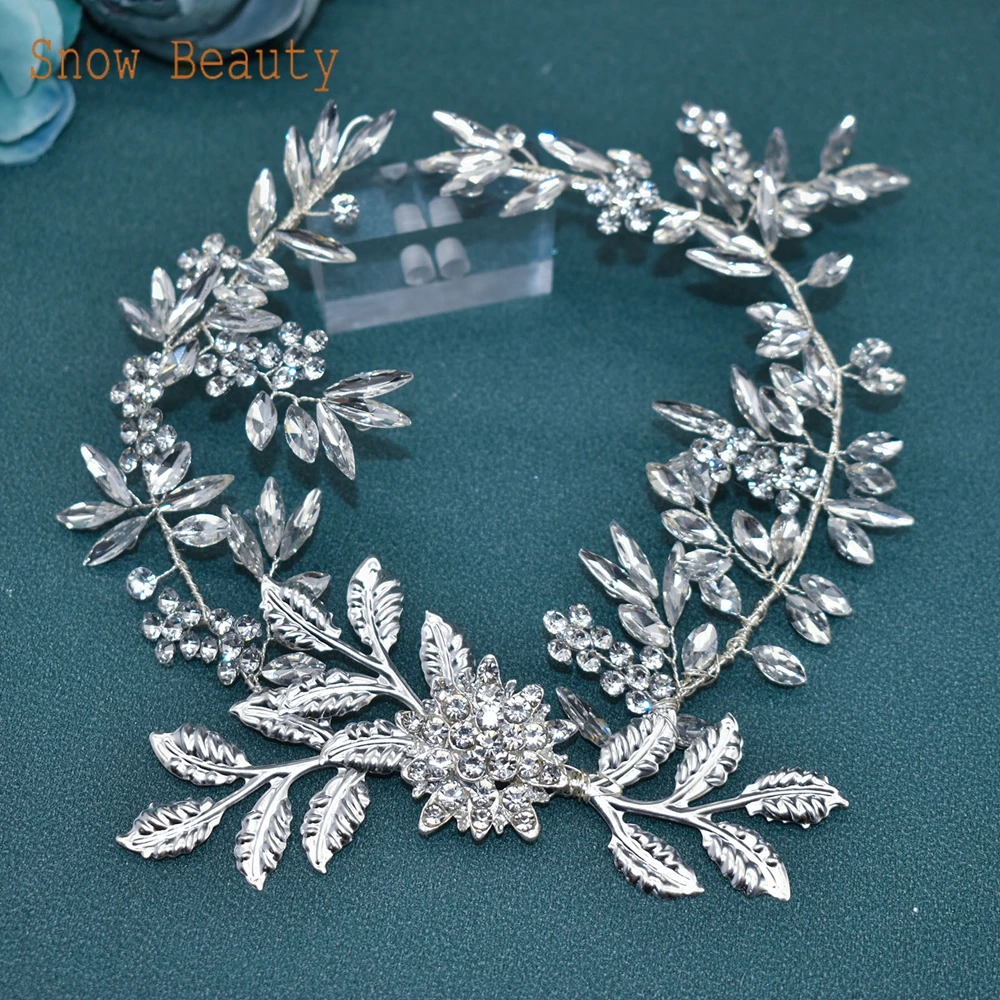 

A513 Elegant Wedding Headpiece Bridal Headbands Women Hair Jewelry Vintage Bride Jewelry Band Crystal Silver Wedding Headdress