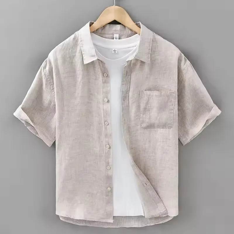 

Men's 100% Cotton Short Sleeve Shirt Casual Button Down, Relaxed Fit Chest Pocket, Summer Lightweight Top for Daily Wear
