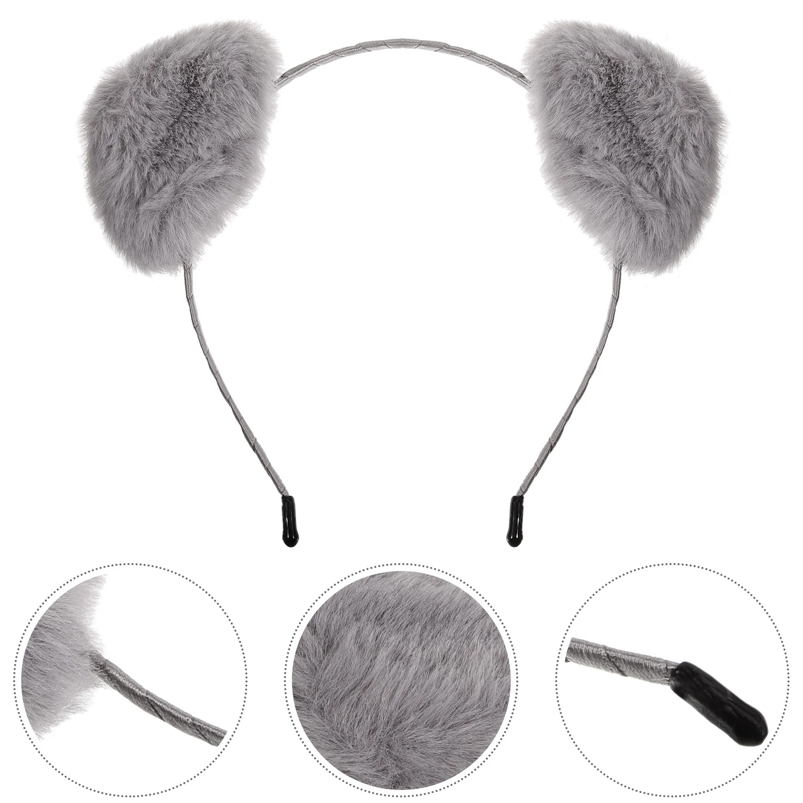 AdTosAnimal Oreille Cerceaux De Cheveux, Bande De Sauna Moelleuse, Coiffe Décorative, Bandes De Cheveux En Métal, Fournitures De ix, Rouge