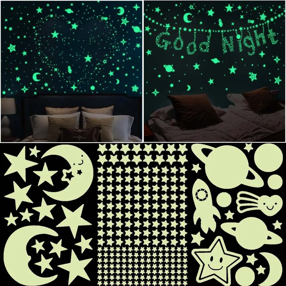 Bedroom Ceilling Glow In Dark Home Decoration Nursery Ornament Stars Dots Wall Art Fluorescent Bubble Sticker 3D Luminous Decal