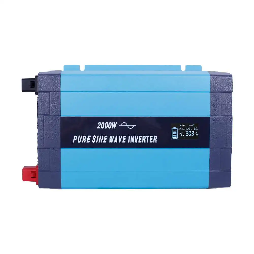 Portable 12V/24V/2000W Pure Sine Wave Solar Inverter with Display Single Output Lithium Batteries 220V Version for Cars