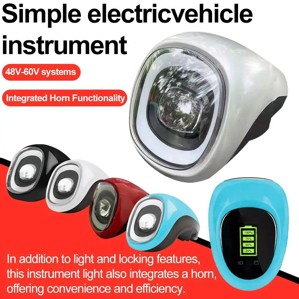 

Electric Vehicle Instrument Headlight - 48V-60V Integrated Horn/Power Display LED Daytime Running Light E-Bikes Accessory