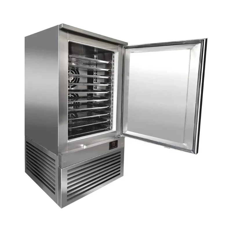 10 trays of fried fish and chicken with blast cooler, stainless steel blast freezer