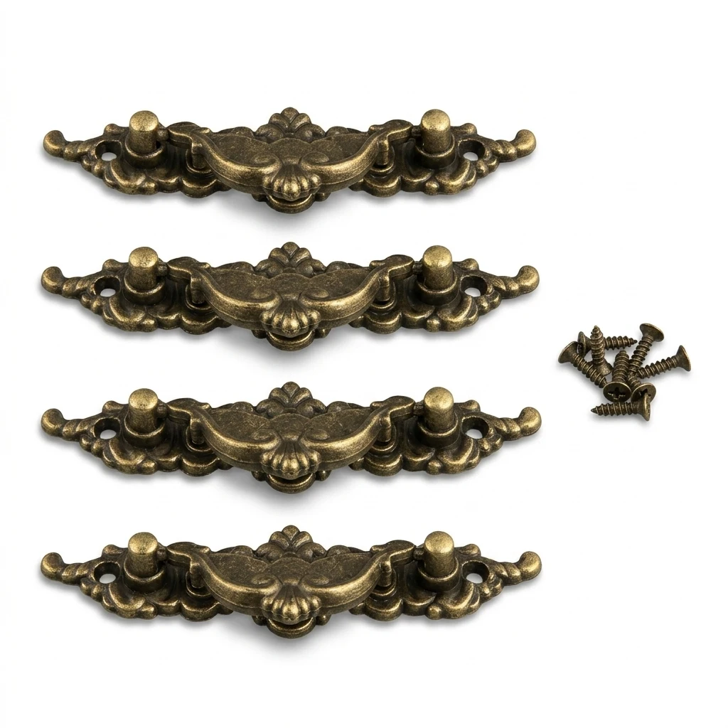 4Pcs402 lace bronzer handle + 8pcs bronzer 3x12 screws total 12pcs for kitchen and wardrobe doors