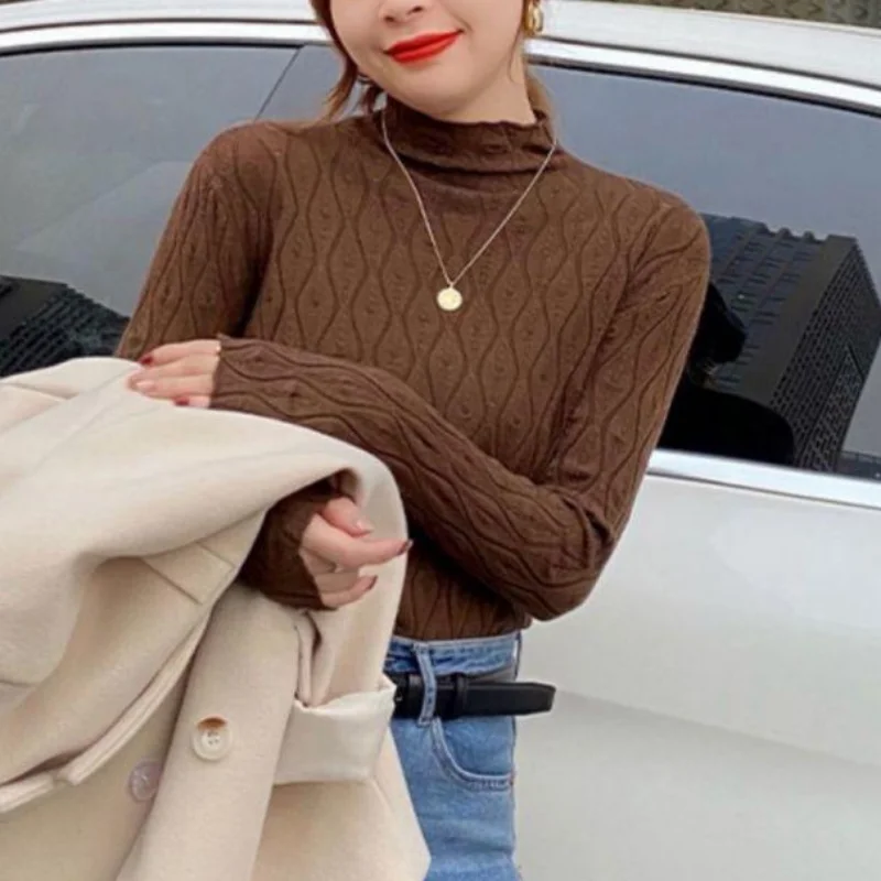 Turtleneck Sweaters Autumn Knitted Jumper 2023 Winter Pullover Cashmere Warm Slim Tops Women Sweater Solid Soft Pull Femme 17688