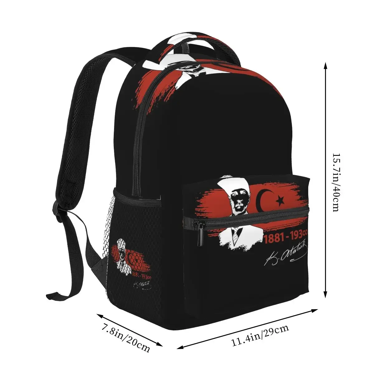 تركيا مصطفى كمال أتاتورك العلم التركي على ظهره رائجة البيع Daypack سعة كبيرة حقيبة الكتب حقيبة مدرسية حقيبة كتف للرجال والنساء