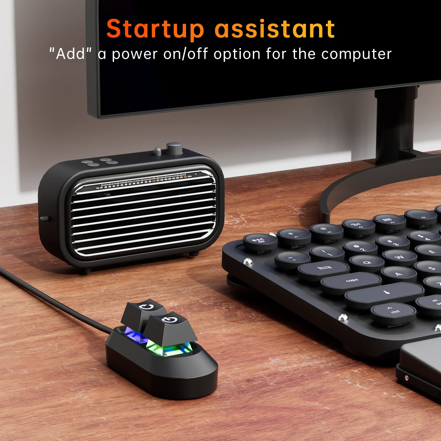 External PC Reset Button Desktop Computer Motherboard Reset Switch External Restart Button with 2M Extension Cable RGB LED