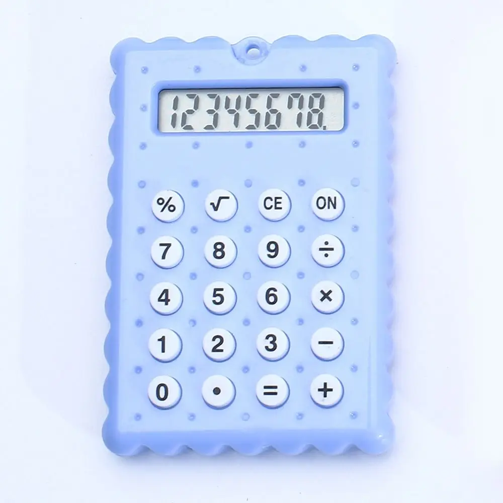 Portable 8-Digit Display Mini Calculator Biscuit Shape Mini Student Calculators Battery Scientific Calculators Students Gift