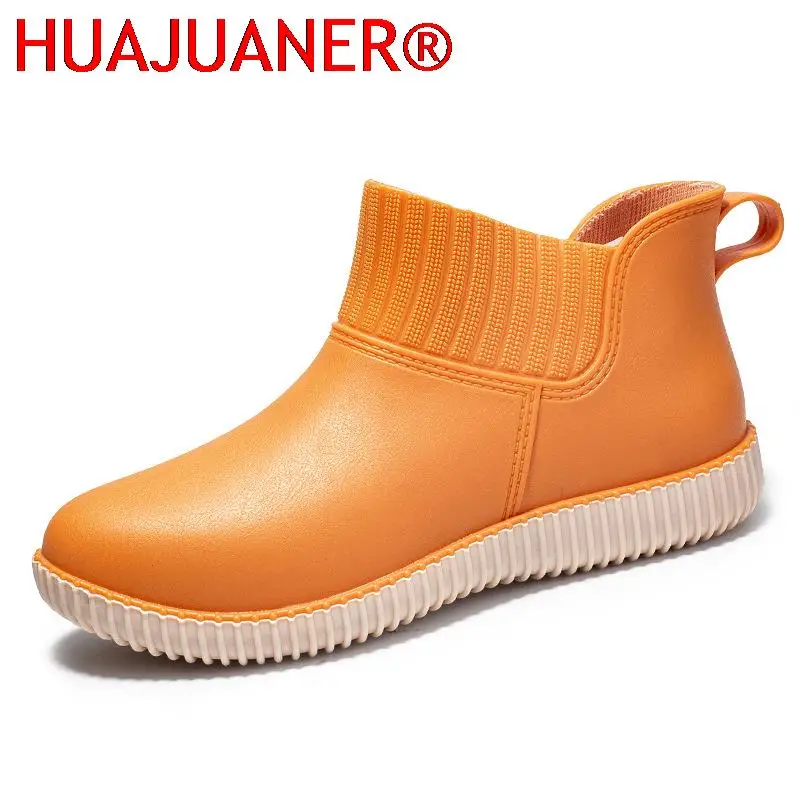 Fashion Women's Rain Boots Low-top Waterproof Ladies Rain Shoes Slip on Summer Woman Rubber Shoe Fashion Washing Car Ankle Boot